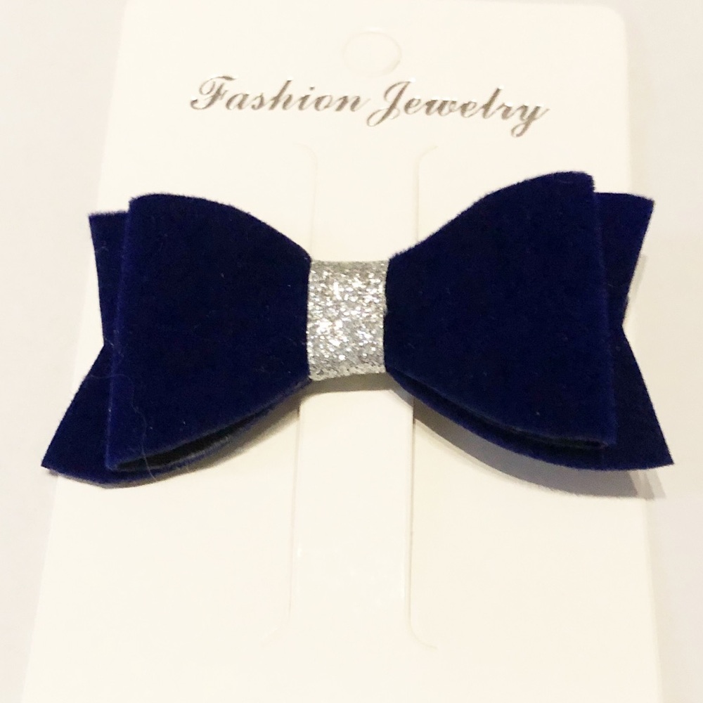 Blue velvet bow
